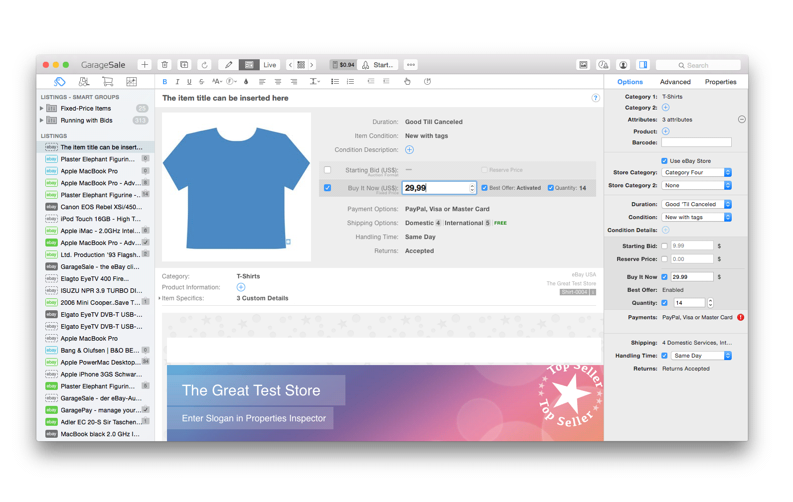 Garage sale ebay software mac